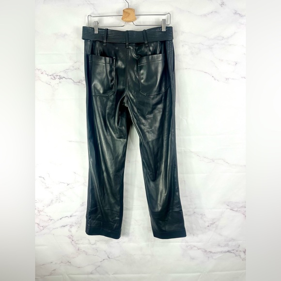 REBECCA TAYLOR Faux Leather High Rise Straight Leg Pants - Picture 4 of 11